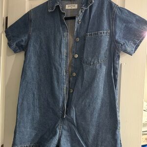 Denim Short Sleeve Jumpsuit